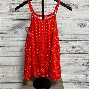 NWT Perseption Red and White Polka Dot Top
